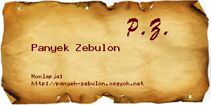 Panyek Zebulon névjegykártya